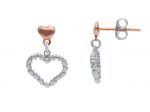  Platinum plated silver 925° heart earrings (code S233656)
